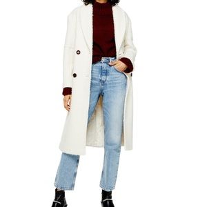 topshop kim boucle long line double breasted coat